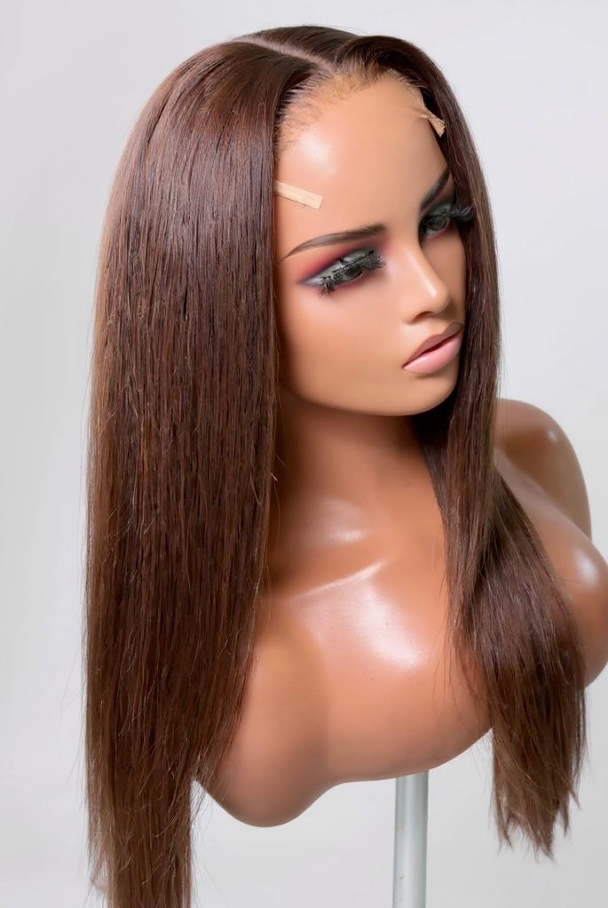 LEYLA- HD Lace Straight Unit | Chocolate Brown Color