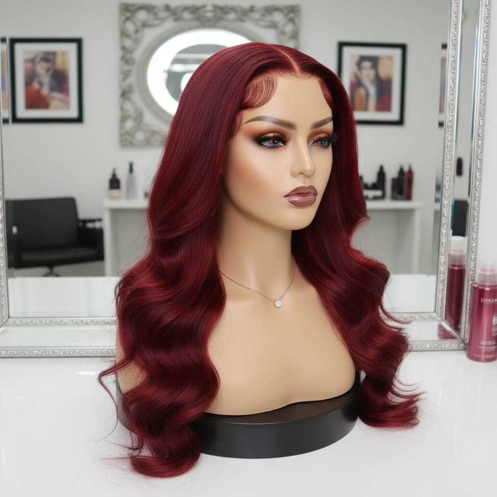 BRITTANY - HD LACE UNIT SOFT BODY WAVE | BURGUNDY RED COLOR