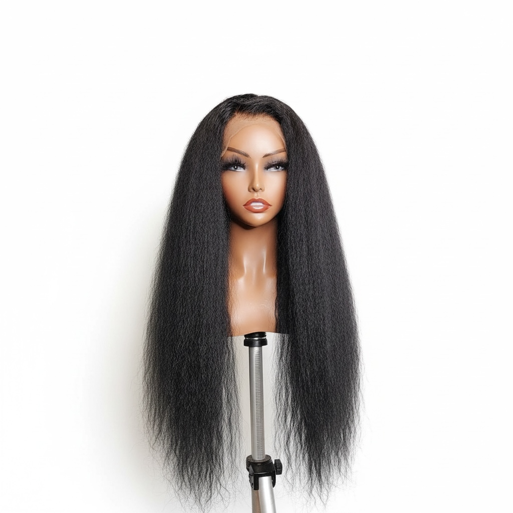JADE-13x4HD frontal unit in Kinky Straight texture, Jet Black color