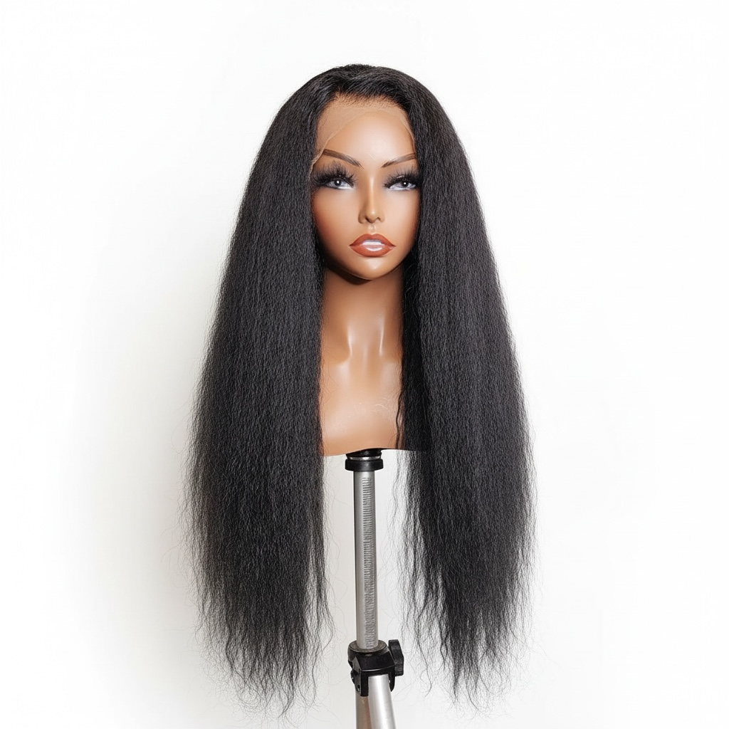 JADE-13x4HD frontal unit in Kinky Straight texture, Jet Black color