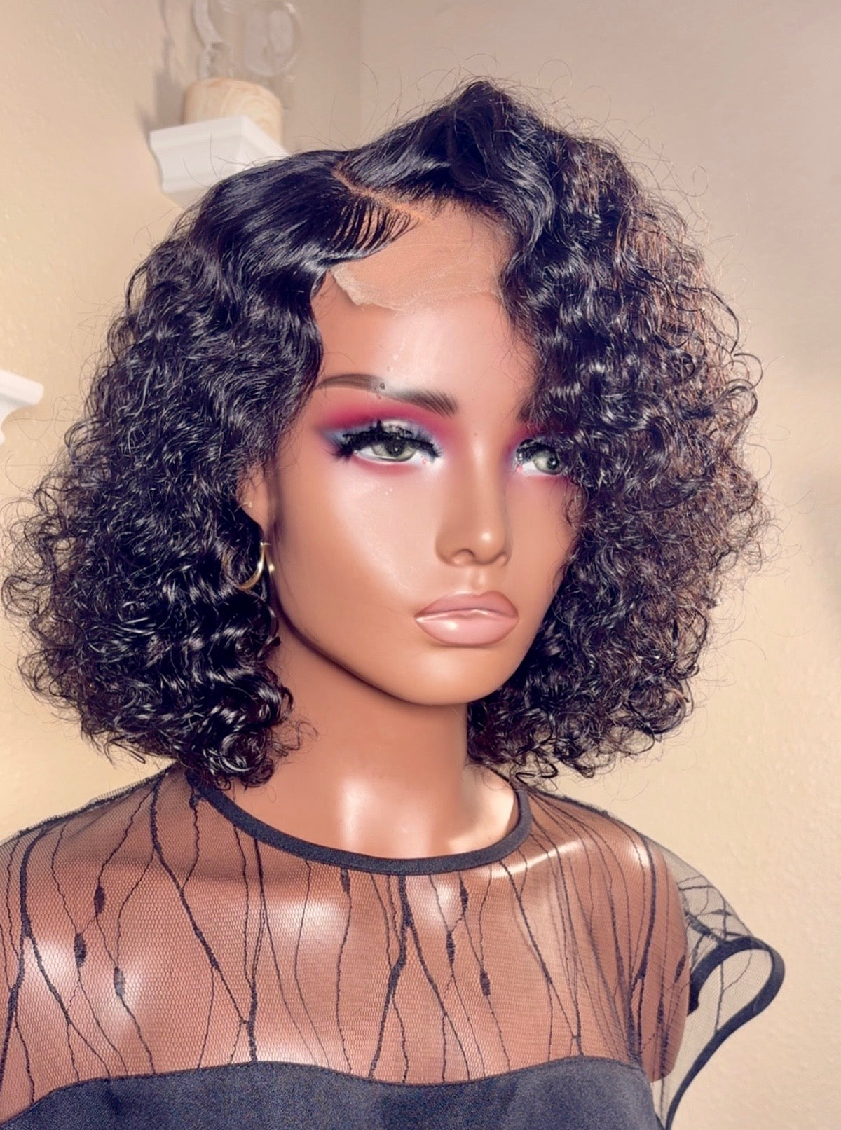 AVA- 4x4HD Lace Short Bob Unit in Deep Wave Texture | Natural Color