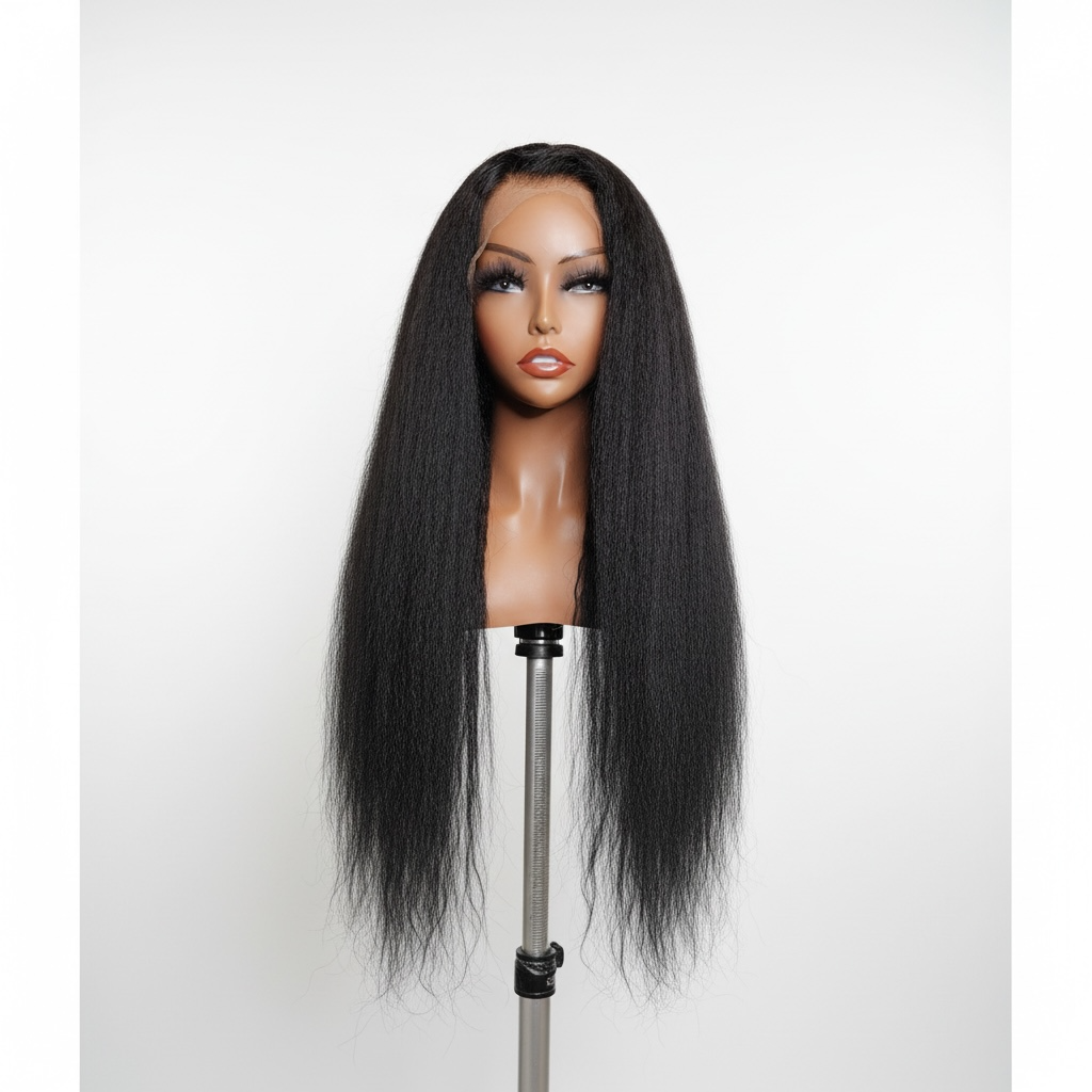 JADE-13x4HD frontal unit in Kinky Straight texture, Jet Black color