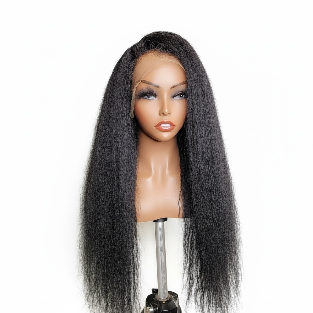 JADE-13x4HD frontal unit in Kinky Straight texture, Jet Black color