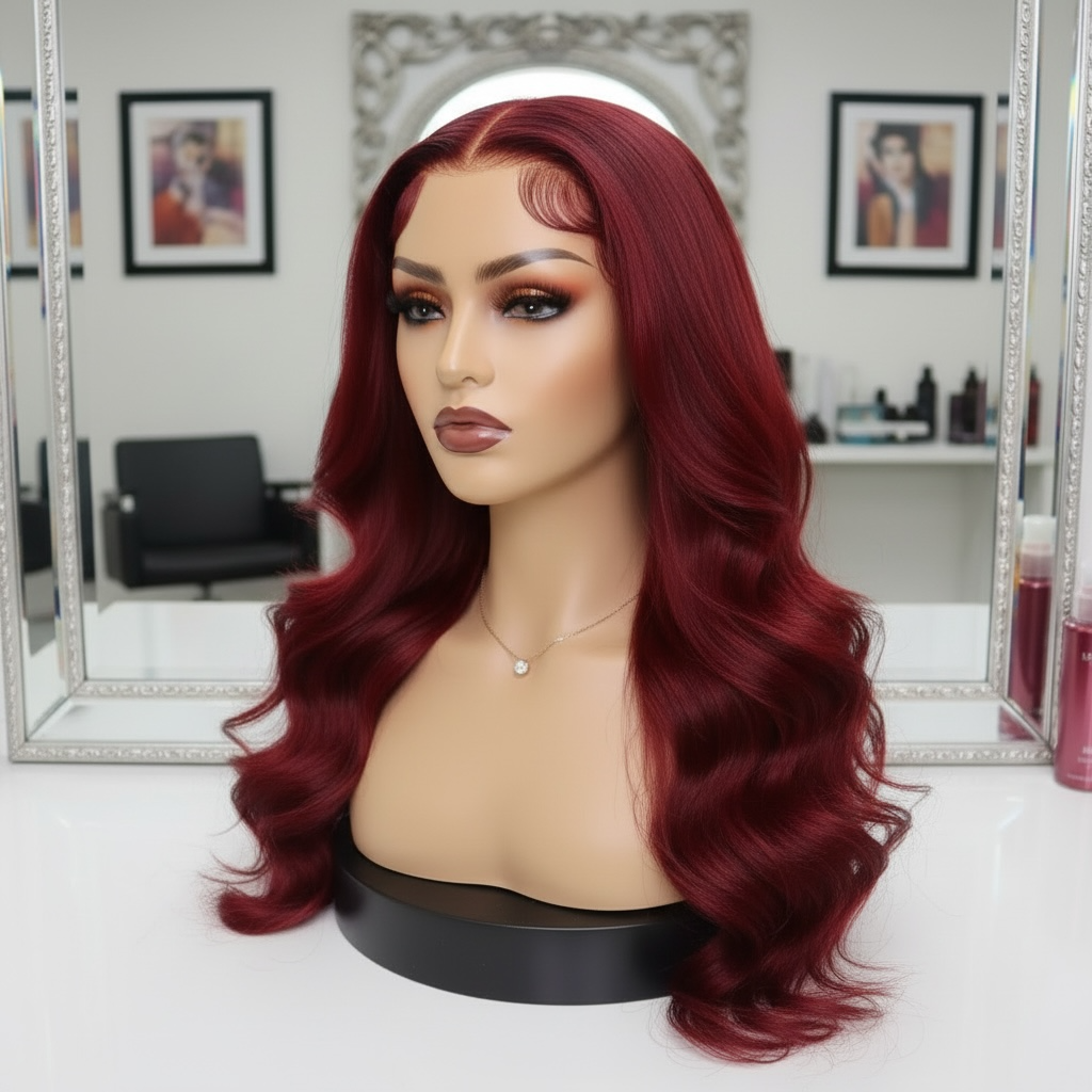 BRITTANY - HD LACE UNIT SOFT BODY WAVE | BURGUNDY RED COLOR