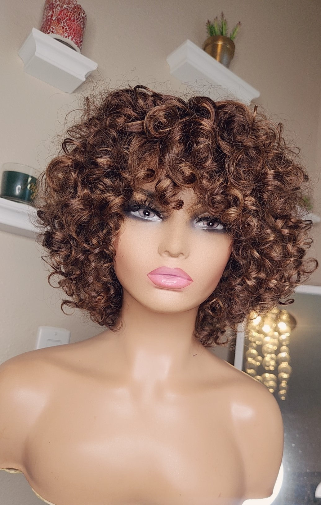 DAPHNE - Curly Brown and Honey Blonde Unit | Full Machine No Lace