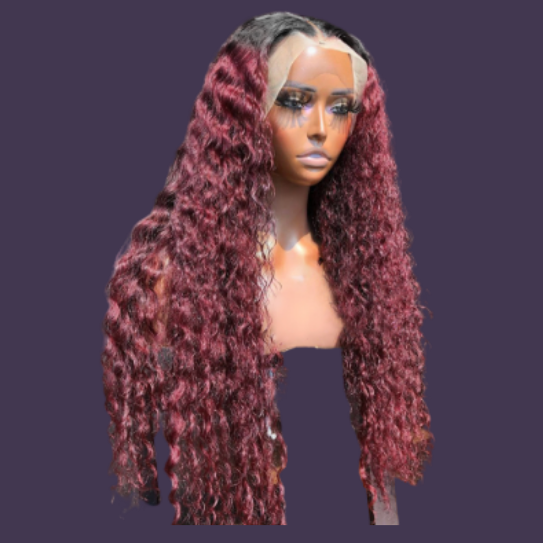 STRAWBERRY - Glueless Invisible 13x4 Deep wave Lace Frontal Unit |1B 99J Red Colored - Premium Hair Extensions, Wigs & Accessories - Journiq by Dani