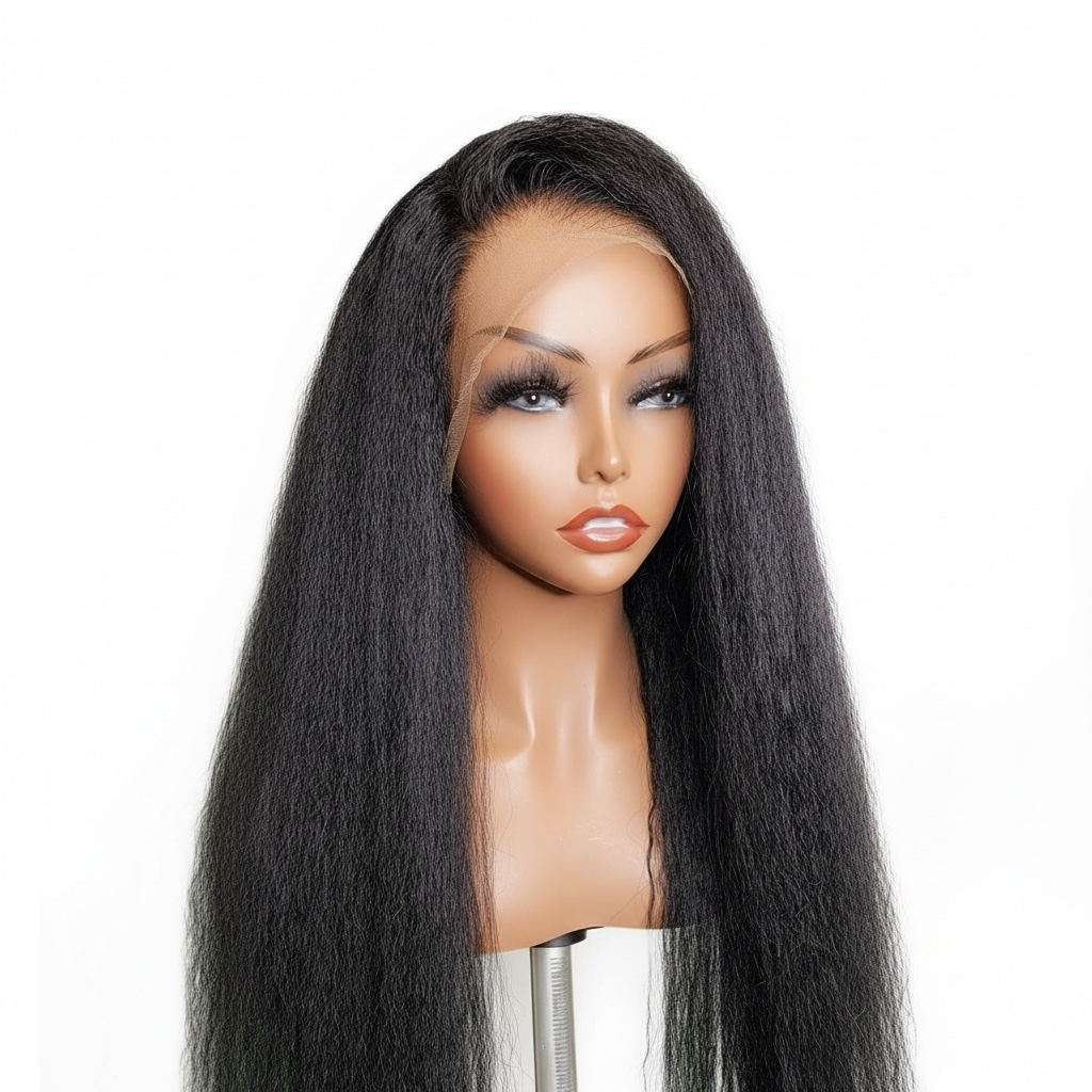 JADE-13x4HD frontal unit in Kinky Straight texture, Jet Black color