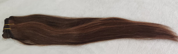 20" Clip-in Extensions - Brown with warm highlights - Straight Texture