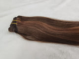 20" Clip-in Extensions - Brown with warm highlights - Straight Texture