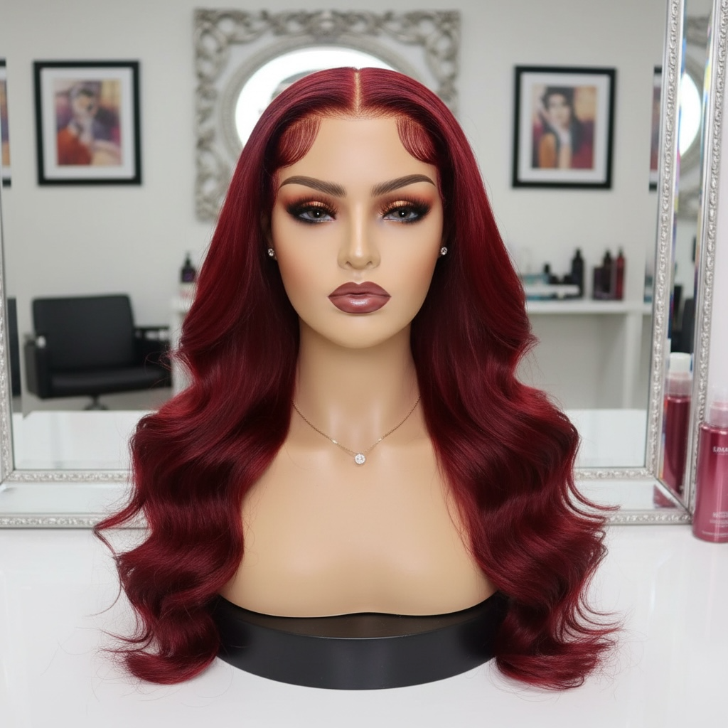 BRITTANY - HD LACE UNIT SOFT BODY WAVE | BURGUNDY RED COLOR