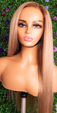 MELONIE - HD Lace Light Brown Roots- Blonde Highlights w Lowlights | Straight Texture