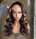 D'ION- 4x4 Invisible Lace Loose Wave Unit with Soft Black & Honey Blonde Highlights