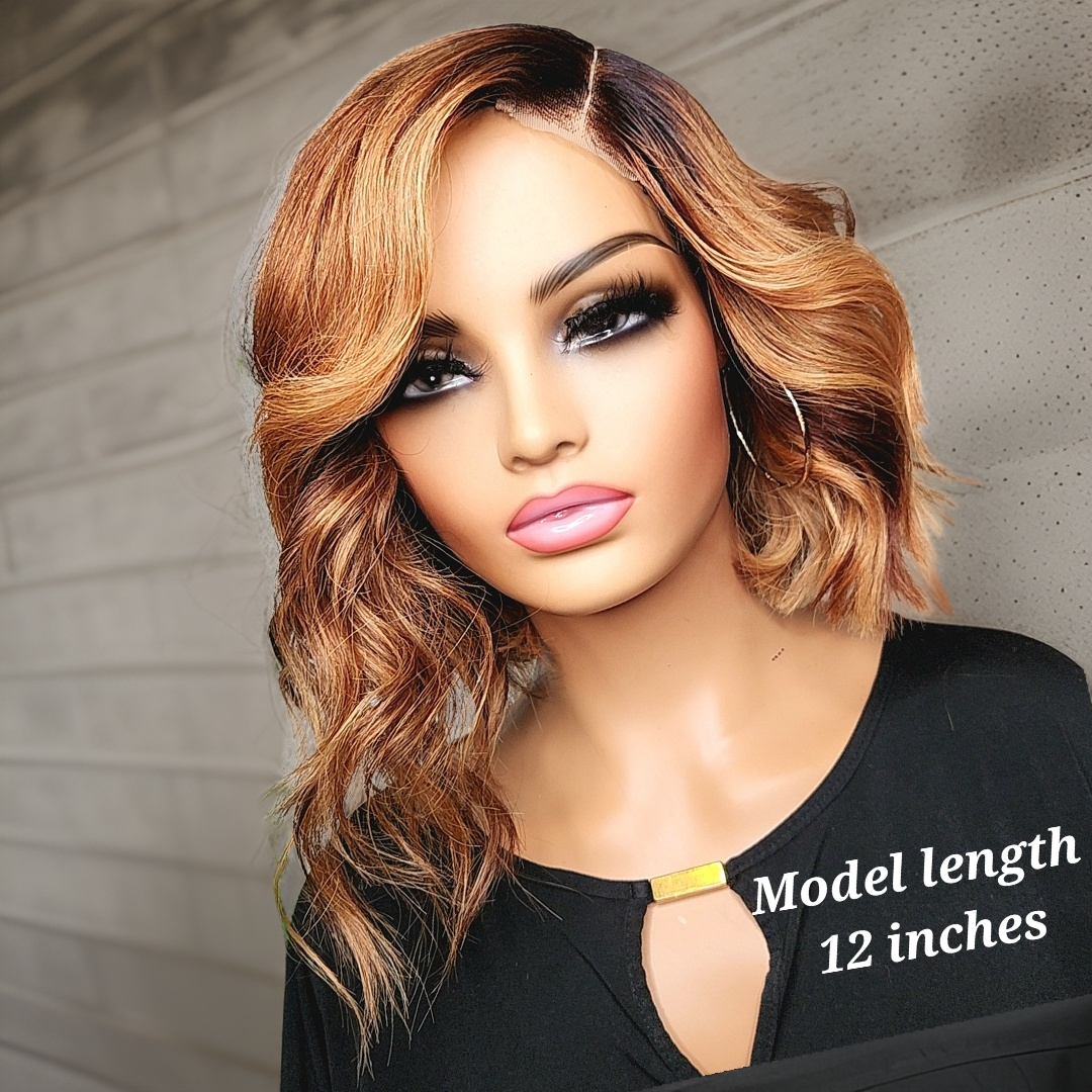SIMONE - 2x6HD Lace Closure Asymmetrical Bob Lace Closure Wig Deep Side Part 180%