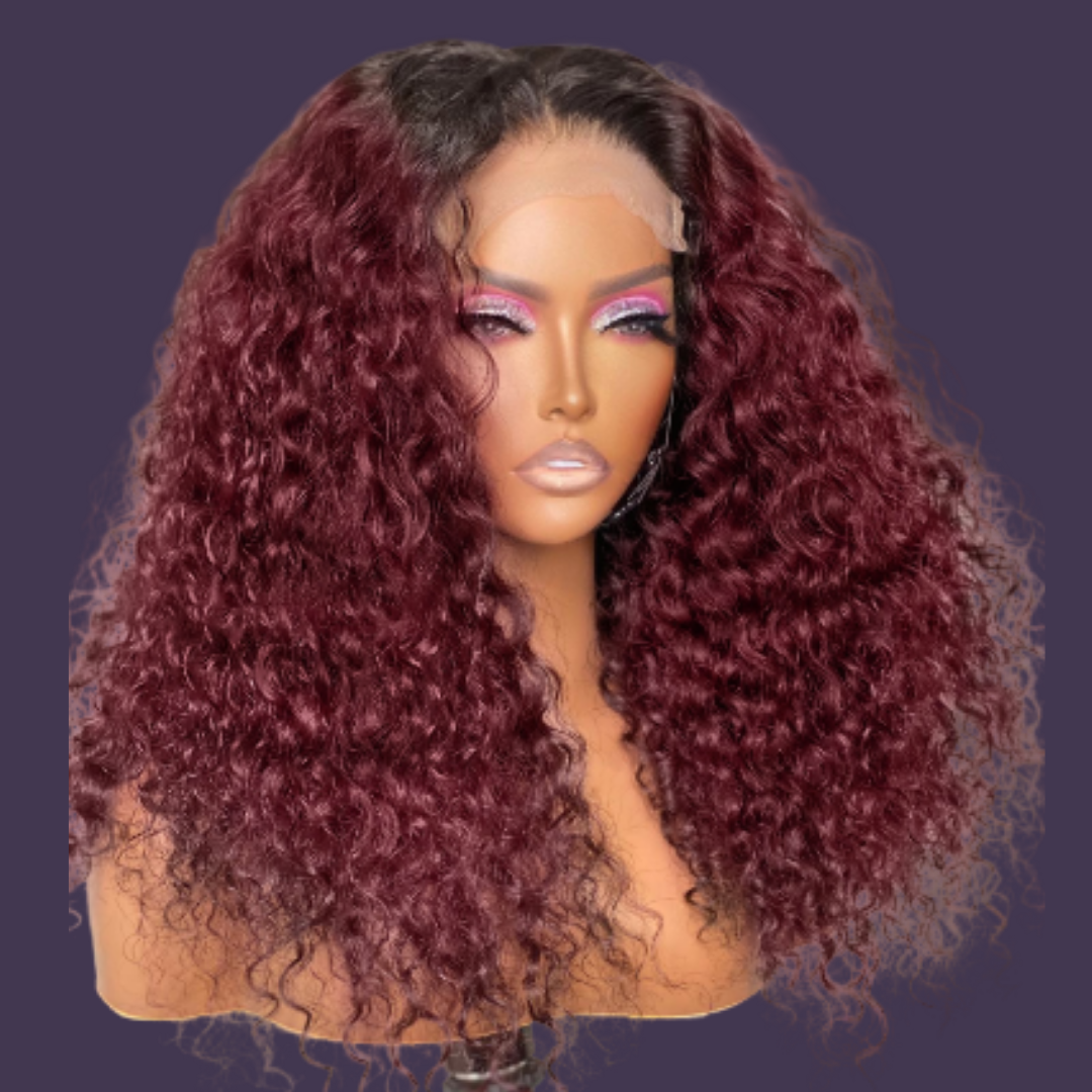 STRAWBERRY - Glueless Invisible 13x4 Deep wave Lace Frontal Unit |1B 99J Red Colored - Premium Hair Extensions, Wigs & Accessories - Journiq by Dani