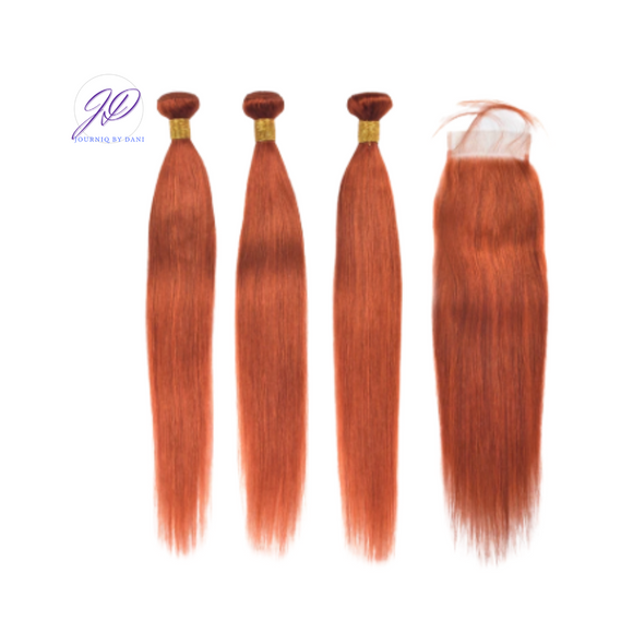 Orange Ginger-4x4 or 5x5 Lace Closure & 3 or 4 Bundles Human Hair Set - Premium Hair Extensions, Wigs & Accessories - Journiq by Dani