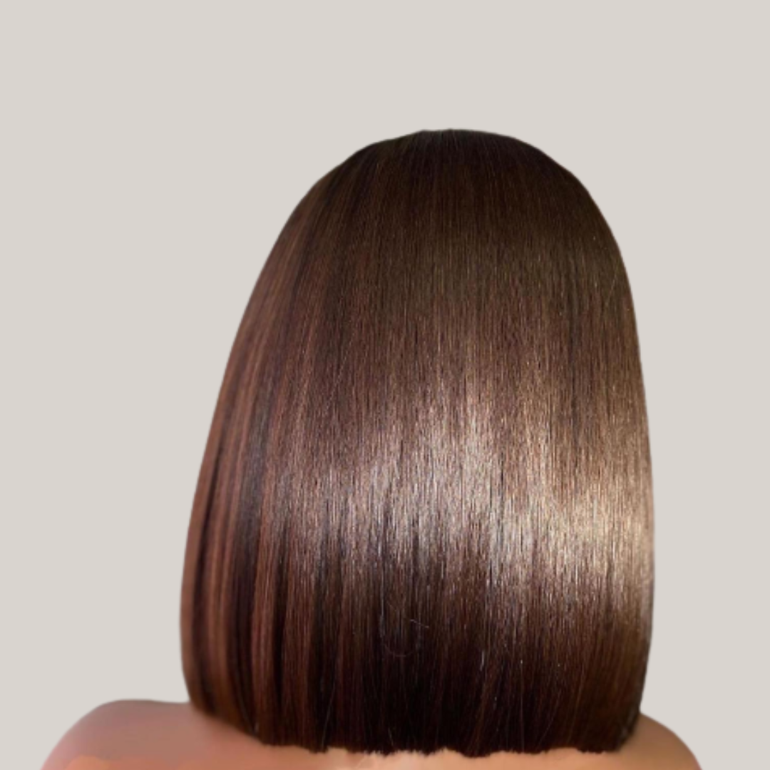 IESHA-Straight Brown Highlight T-Part Lace Short Bob Unit Pre-Plucked 180 Density - Premium Hair Extensions, Wigs & Accessories - Journiq by Dani