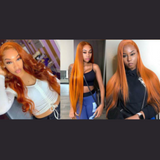 GINGER- Straight 13X4x1 T-Part Lace Frontal Human Hair Unit Orange Ginger - Premium Hair Extensions, Wigs & Accessories - Journiq by Dani