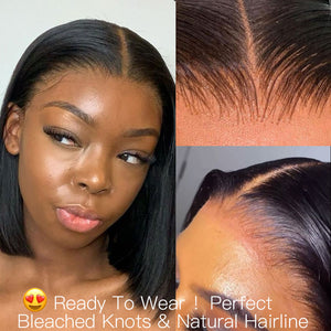 Roxy-Ready to Wear-Bone Straight Short Bob Human Hair Wigs Bleached Knots Pre Plucked Lace Frontal - Premium Hair Extensions, Wigs & Accessories - Journiq by Dani