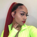 EMORY- HD Glueless lace Frontal Unit Red Burgundy Wine Straight - Premium Hair Extensions, Wigs & Accessories - Journiq by Dani