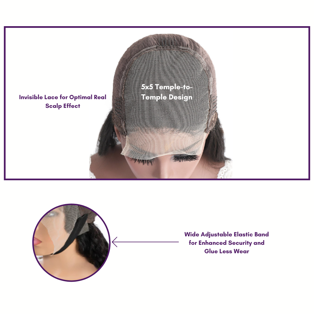 AMARA - 5X5HD Invisible Lace Body Wave Unit | Side Part 200% Density